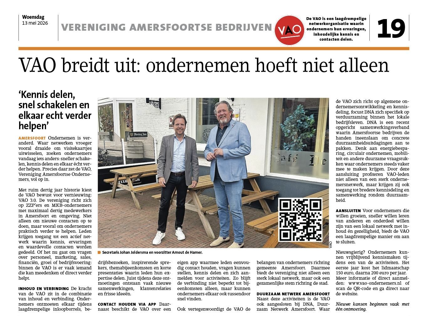 De VAO in de krant