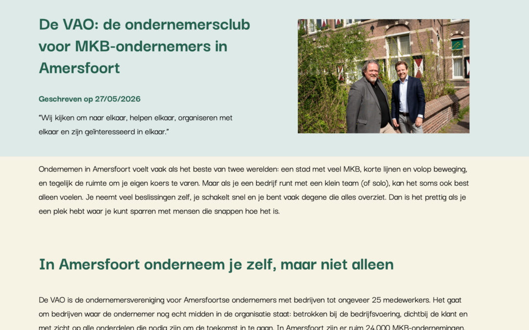 De VAO: de ondernemersclub voor MKB-ondernemers in Amersfoort