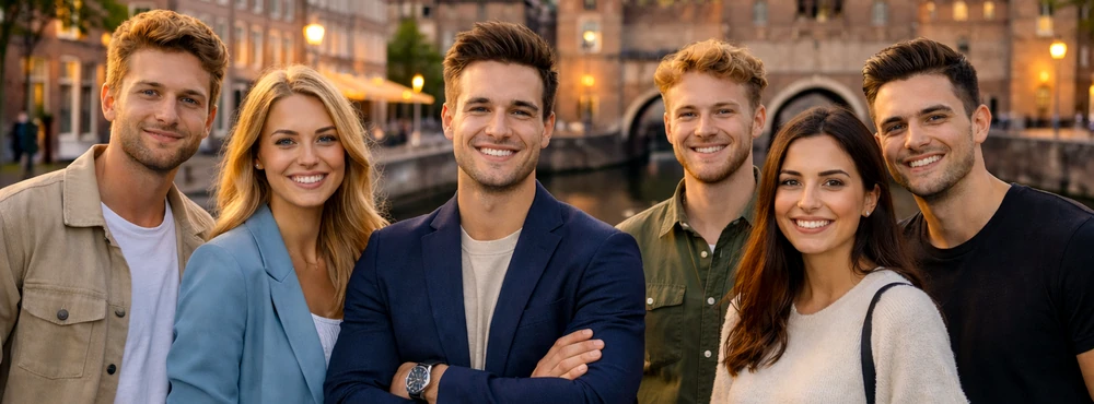 Groep jonge ondernemers aan een Amersfoortse gracht